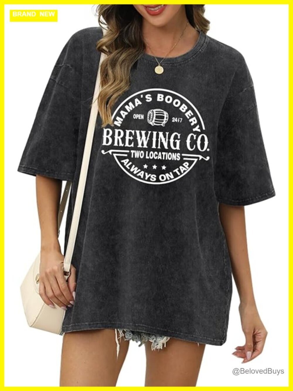 Maternity Nursing T-Shirt Side Zipper Oversized Acid Wash Cotton Tee